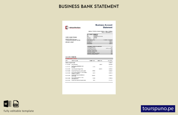 listo para imprimir Congo Afriland First Bank cuenta de empresa comercial extrac